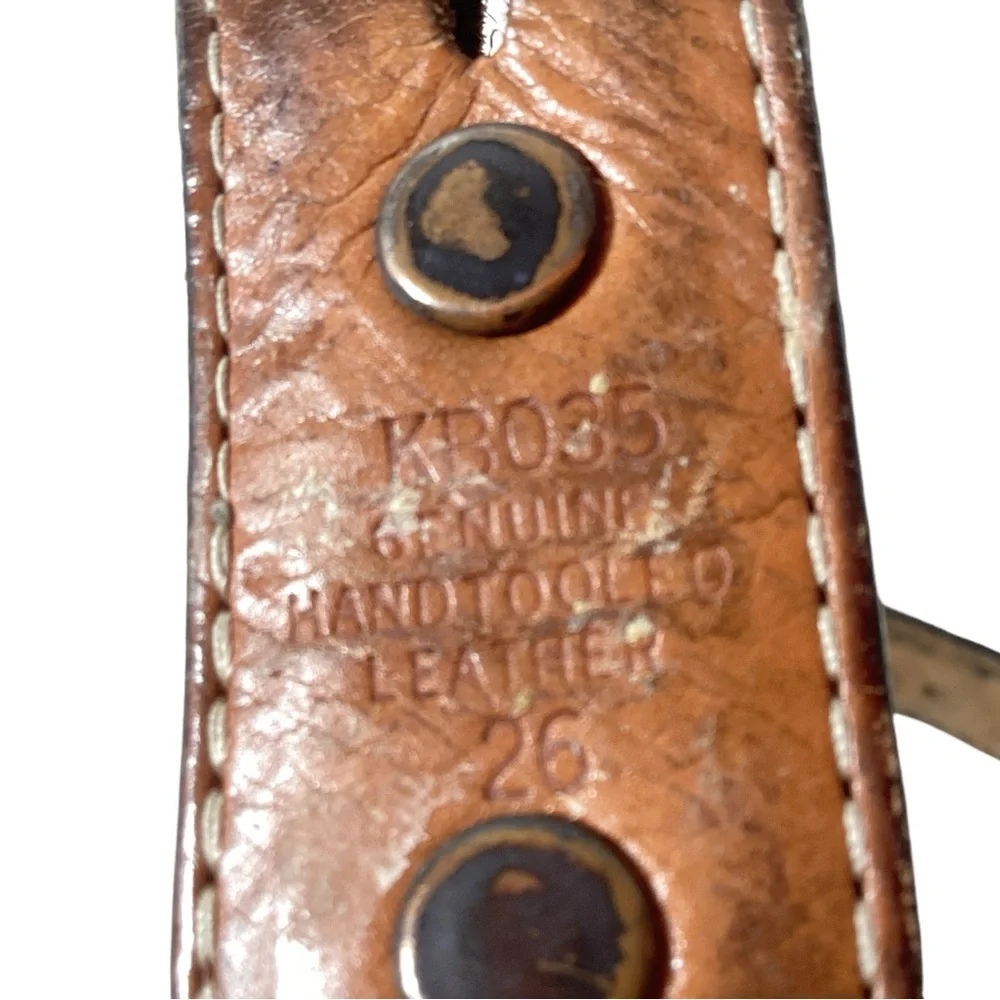 Vintage Cowgirl Ranger Brindle Cowhide Southwestern Belt Size 26 Silver Cross